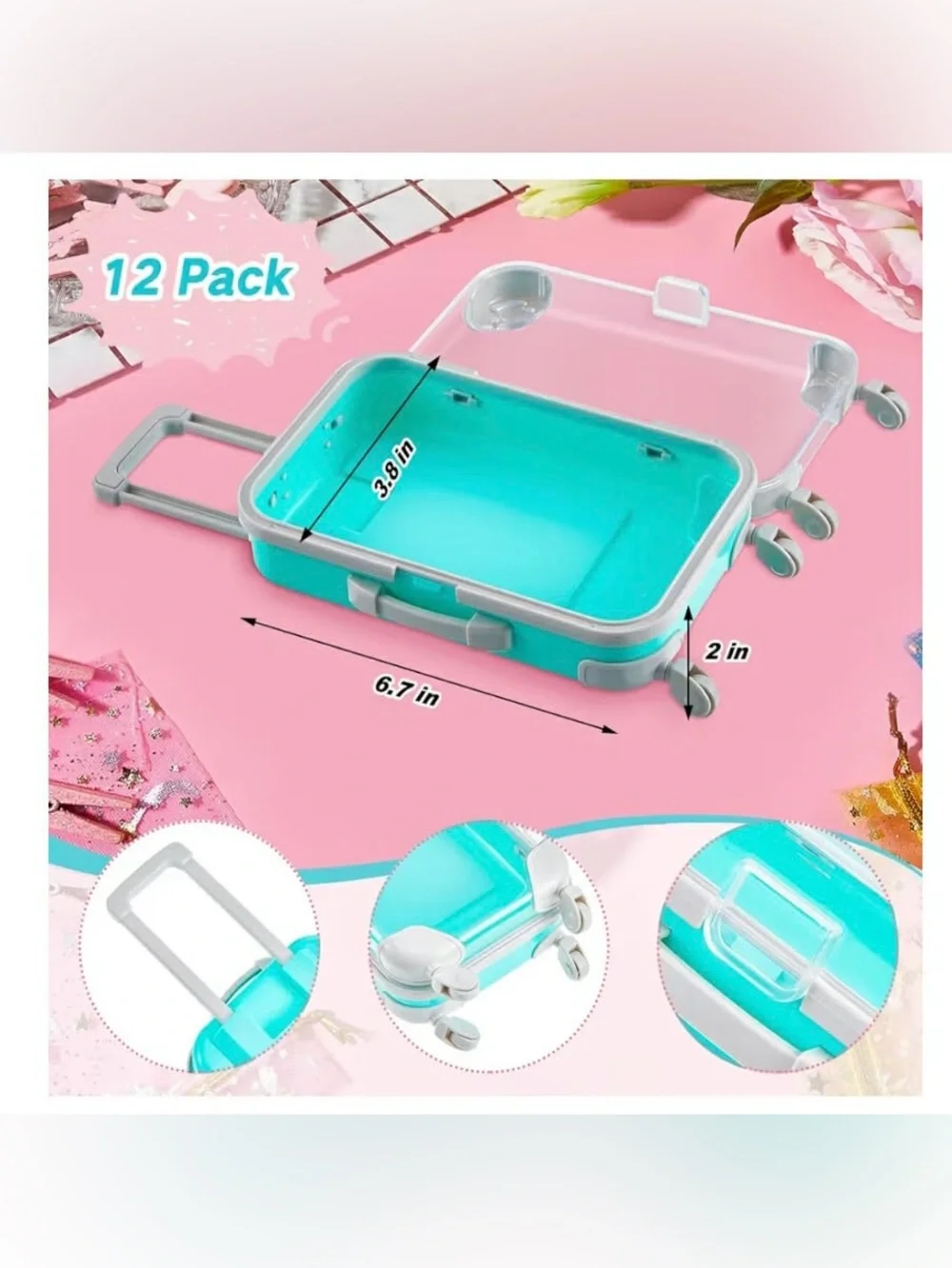 12 Pack Suitcase Party Favors Gift Box Mini 6.7x3.8x2”